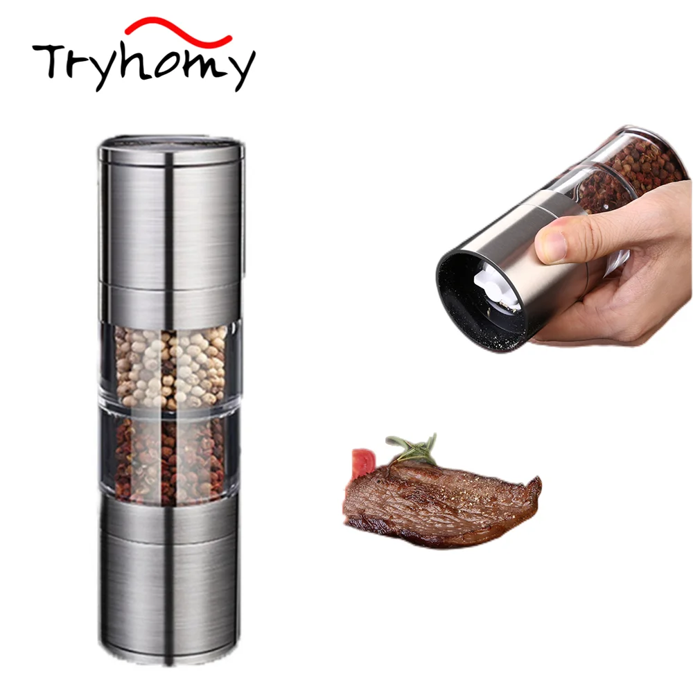 

Spice Jars Camping Seasoning Storage Box Utensils Tableware Cookware BBQ Picnic Salt Pepper Mill Grinder Manual Dual Utensils