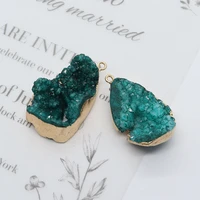 irregular druzy crystal pendants natural drusy stone jewelry diy making necklace earrings drop shape crystal cluster charms 1pcs