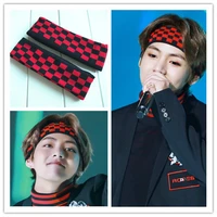 2022 korean wave new v with the same black and red plaid headband leisure yoga sports elastic hairband trend accessories gift