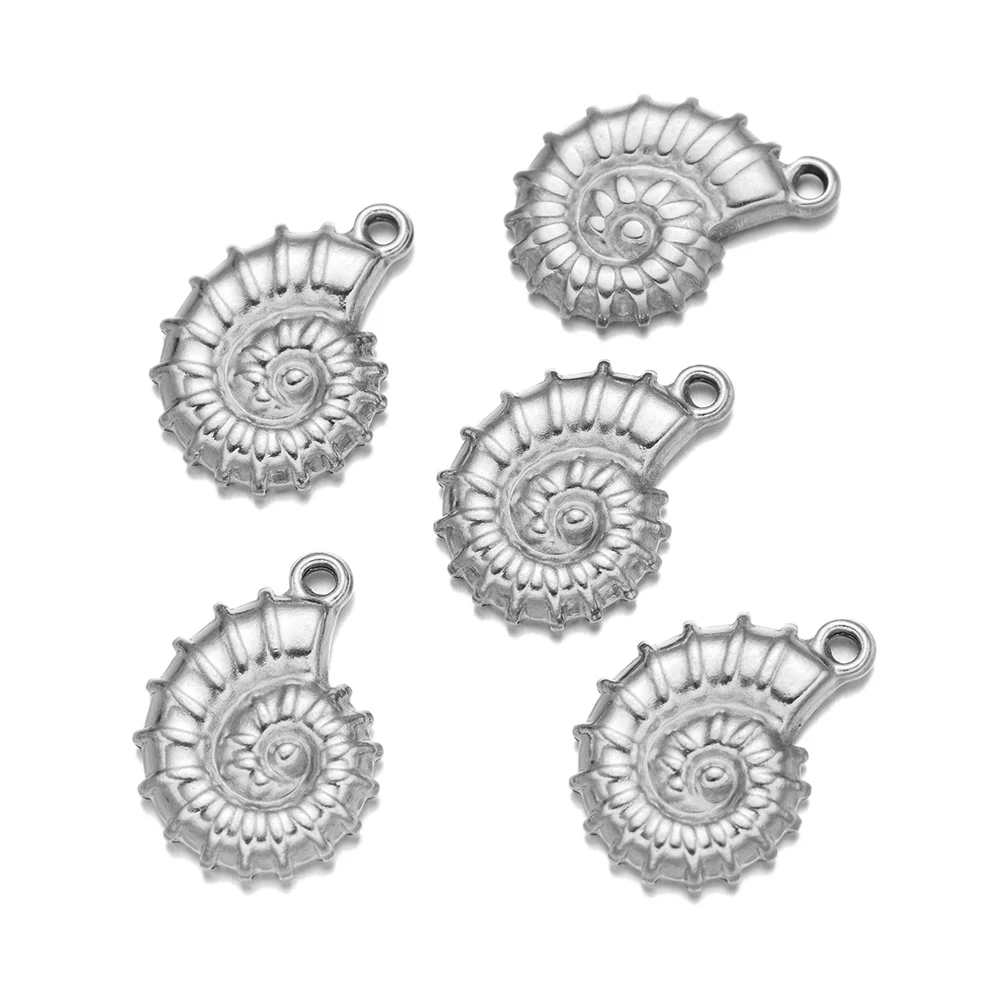 5 шт./партия подвески в виде ракушек из нержавеющей стали