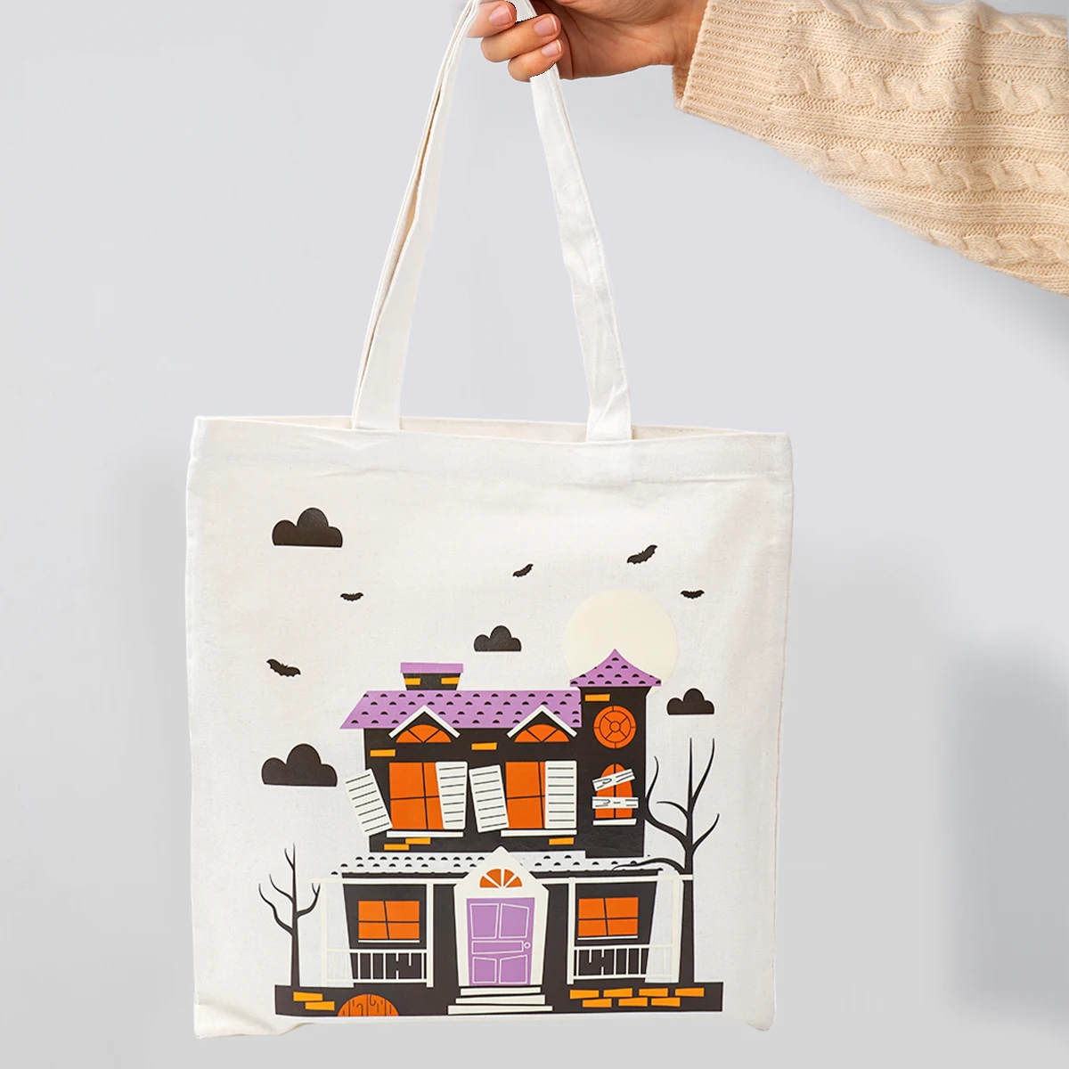 Сумка-тоут на Хэллоуин с тыквой летучая мышь