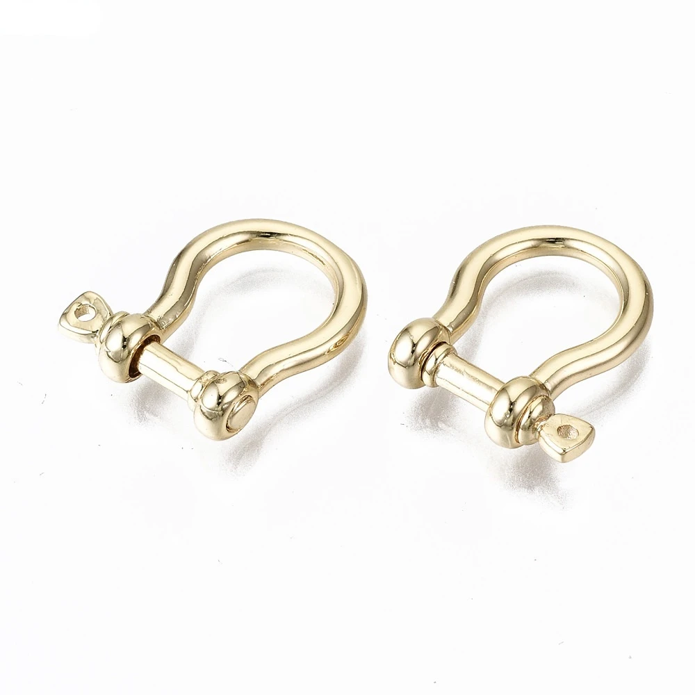 

1Set Brass D-Ring Anchor Shackle Clasps for Bracelets Making Nickel Free Real 18K Gold Plated 18x16x5mm Hole: 1.2mm