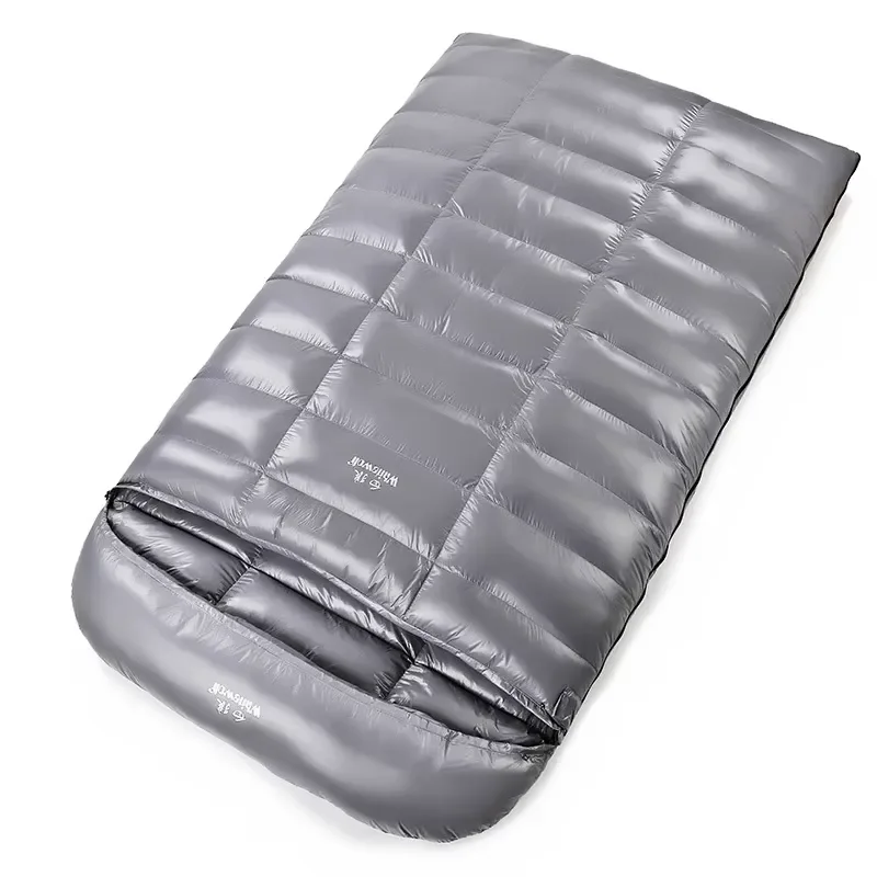 Фото Спальный мешок Hikeon Double-Size Envelope Type, нейлоновый, с наполнителем из утиного пуха, удлиненный, унисекс, для взрослых, 2-сезонный, для холодной погоды, дышащий №1