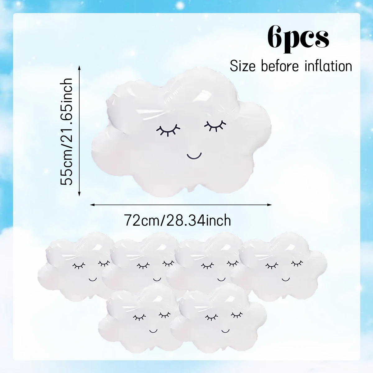 

Алюминиевые шары со смайликом и облаком 2/6 шт.
