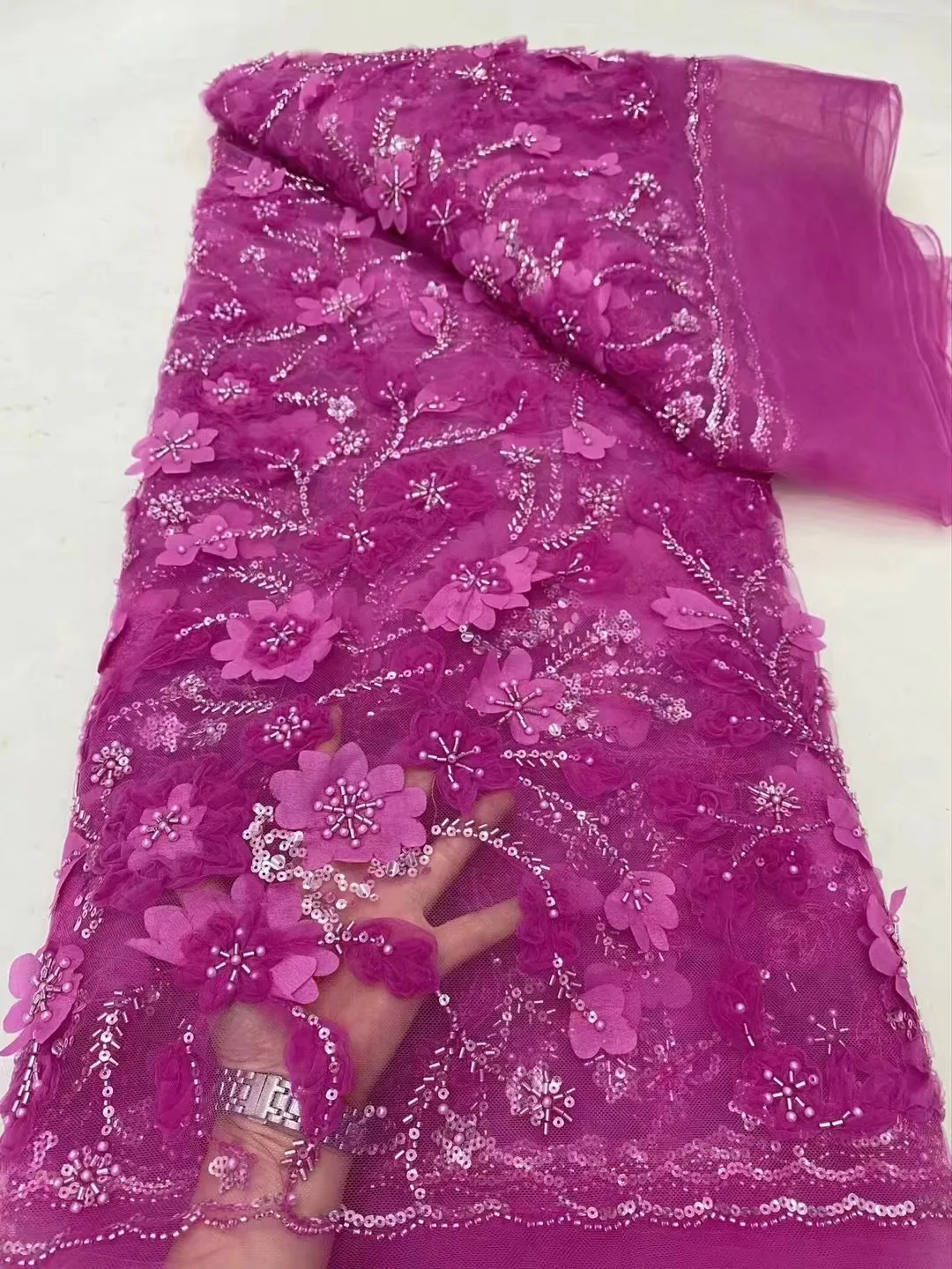 Горячая Распродажа Роскошная африканская блестящая кружевная Тюлевая ткань 2024