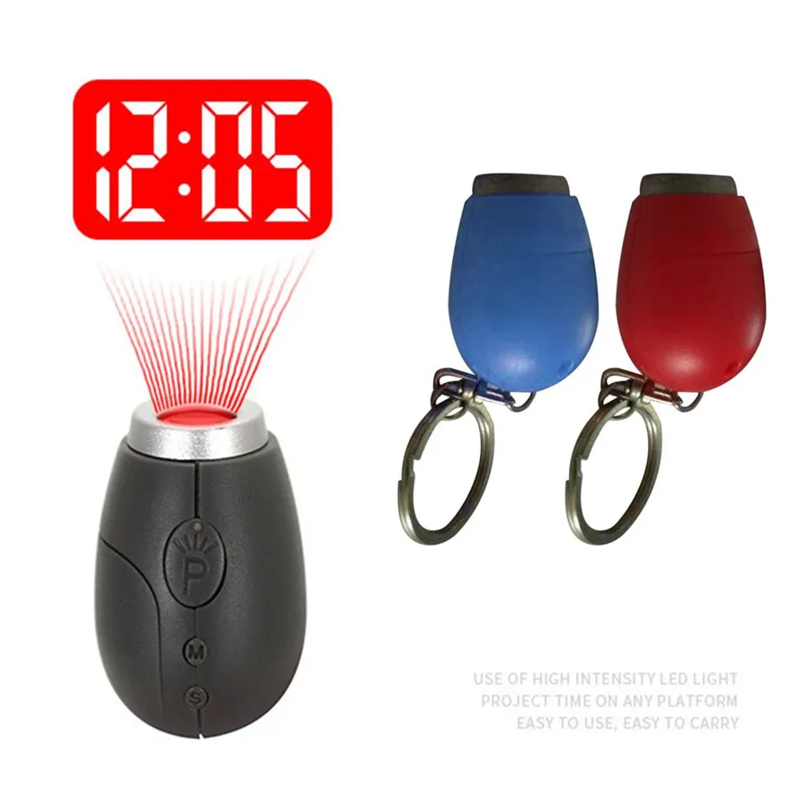 

Mini Digital Projector LED Clock Key Ring Portable Funny Child Wall Ceiling Time Projection Watch Magic Night Light Electronic