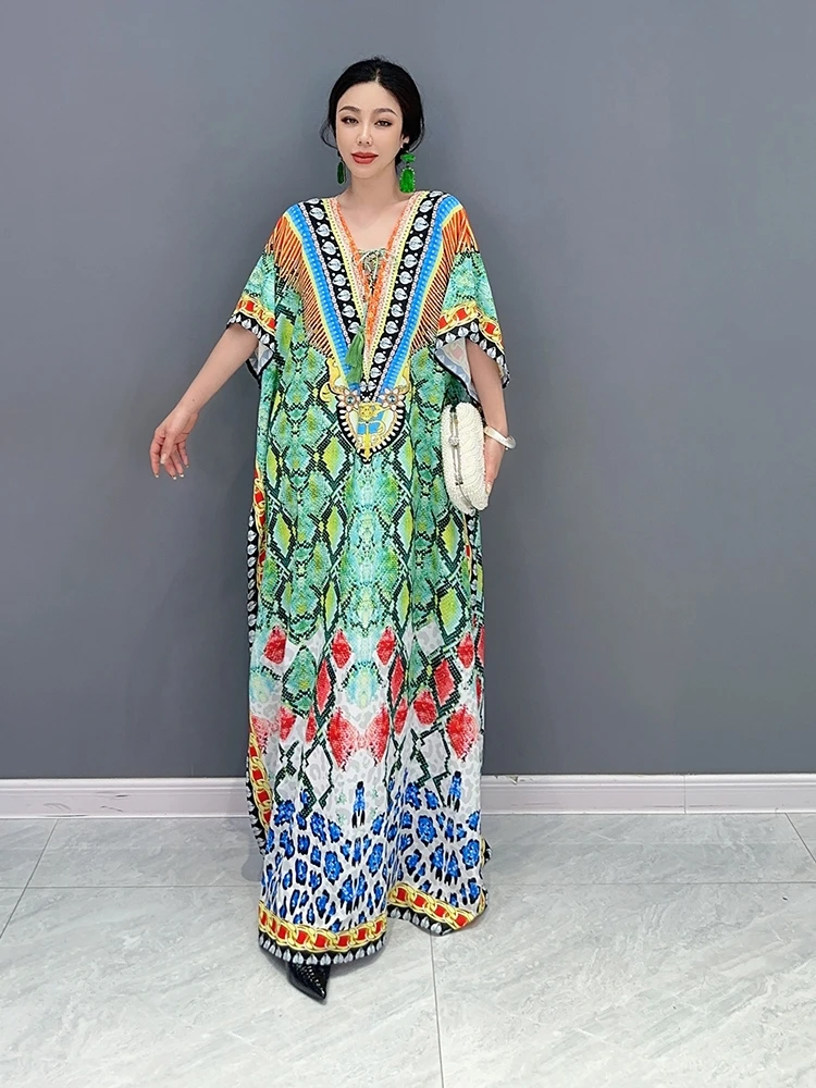 

SuperAen 2023 Summer New Korean Fashion Style Color Matching V-neck Oversize Dress Casual Women's Dress