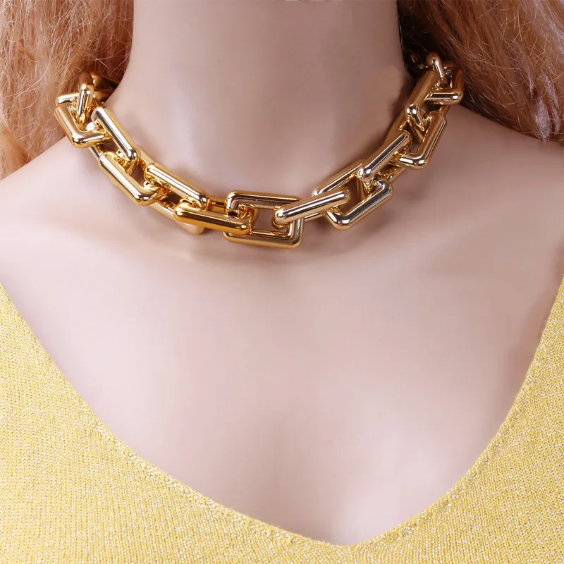 

Fashion Exaggerated Metallic Ccb Short Necklace Women's Accessories Hip Hop Necklace Clavicle All-match Sweater Chain Jewelry