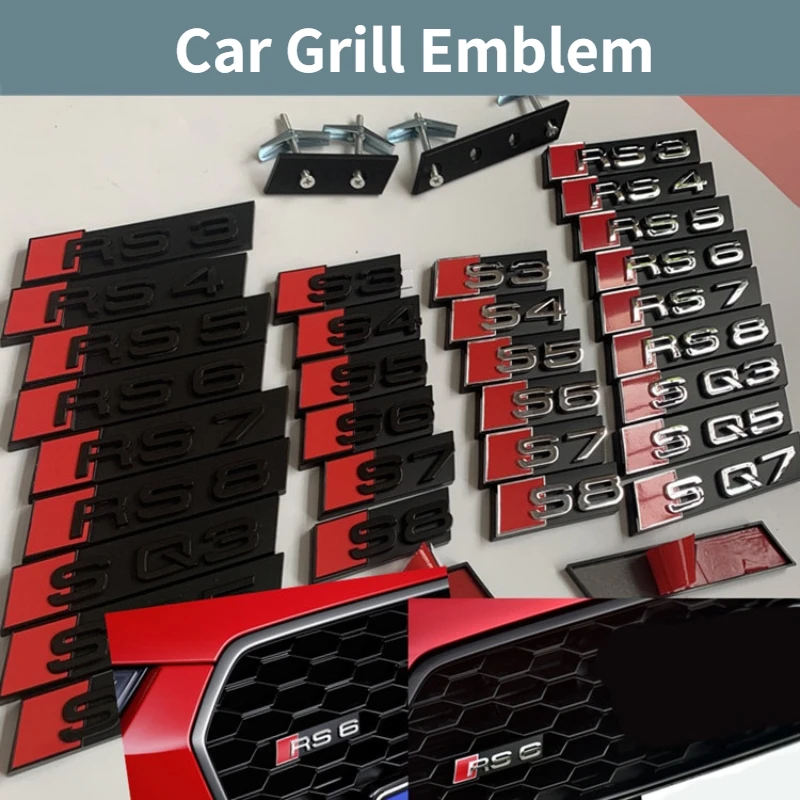 Автомобильный значок на гриль, передняя эмблема для S3 S4 S5 S6 S7 S8 RS3 RS4 RS5 RS6 RS7 RS8 SQ3 SQ5 SQ7, аксессуары для модификации автомобиля