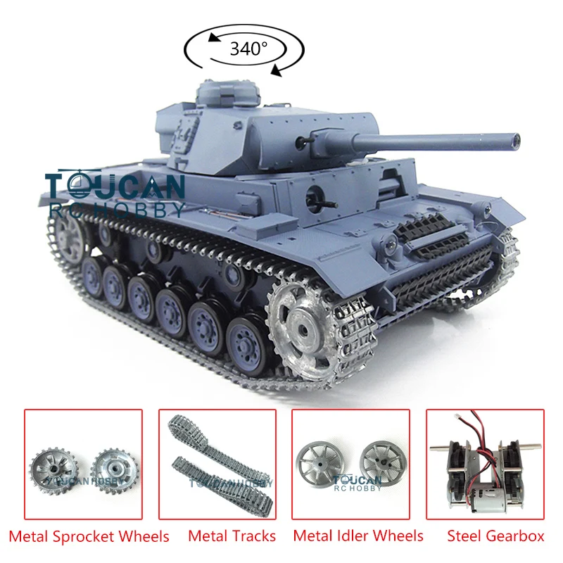 

US Stock Heng Long 1/16 TK7.0 Upgraded 3848 German Panzer III L RTR RC Tank Metal Tracks TH17342-SMT8
