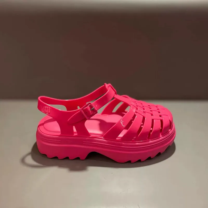 Женские туфли на платформе в римском стиле повседневные плетеные сандалии желе с