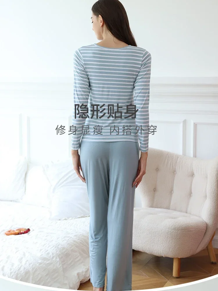 Женский осенне-весенний пижамный комплект больших размеров костюм из двух