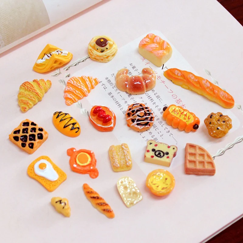 

3Pcs 1:12 Dollhouse Miniature Food Flat Back DIY Artificial Cake Cookies Bread Resin Cabochon Decorative Craft Play Doll House