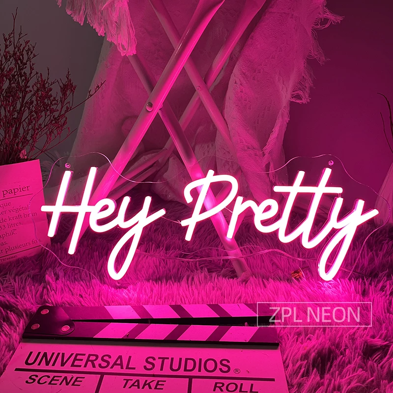 

Светодиодная неоновая вывеска Hey Pretty, праздничный декоративный неоновый светильник для укравечерние комнаты, салона красоты, волос, ногтей,...
