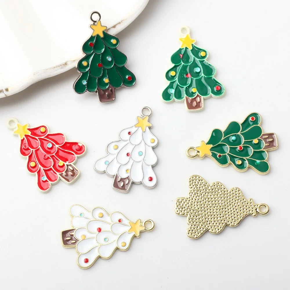 

10pcs Alloy Christmas Tree Charms Cute Pine Tree Pendant for Jewelry Making Diy Earring Necklace Making Accessories