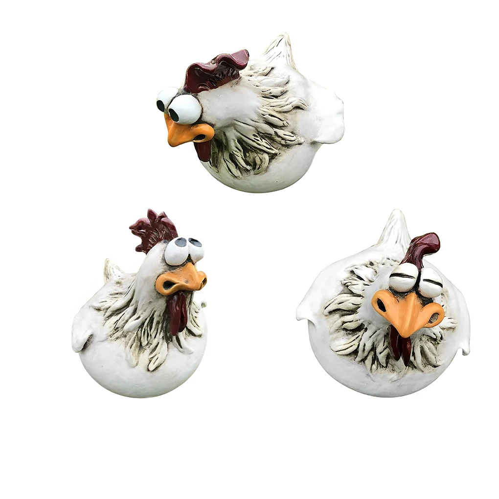 

3pcs Chicken Funny Eccentric Lovely Hen Resin Art Hens Vivid Farm