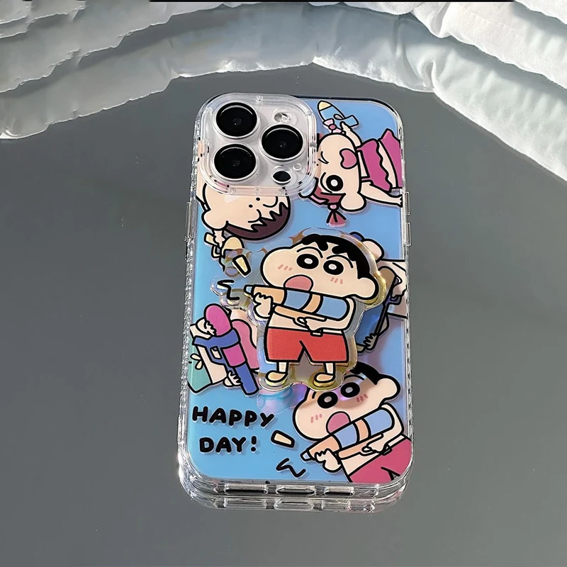 

Cartoon Crayon Shin Chan Blue Silicone Soft Phone Case with Holder Iphone11 12Promax 13 14Pro All Inclusive Drop Protection
