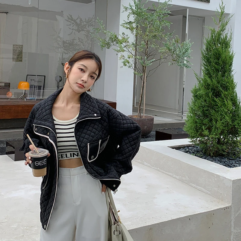 Women's Winter Down Jackets Warm Thick Waffle Stitching Small Short Coats Simple Fashion Parka for Women 2022 Abrigos Para Mujer