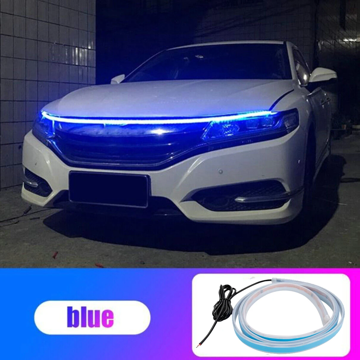 

120cm Flowing Car LED DRL Hood Light Strip Engine Cover Daytime Running Light LED Car Hood Light Strip Flexible Daytime Running