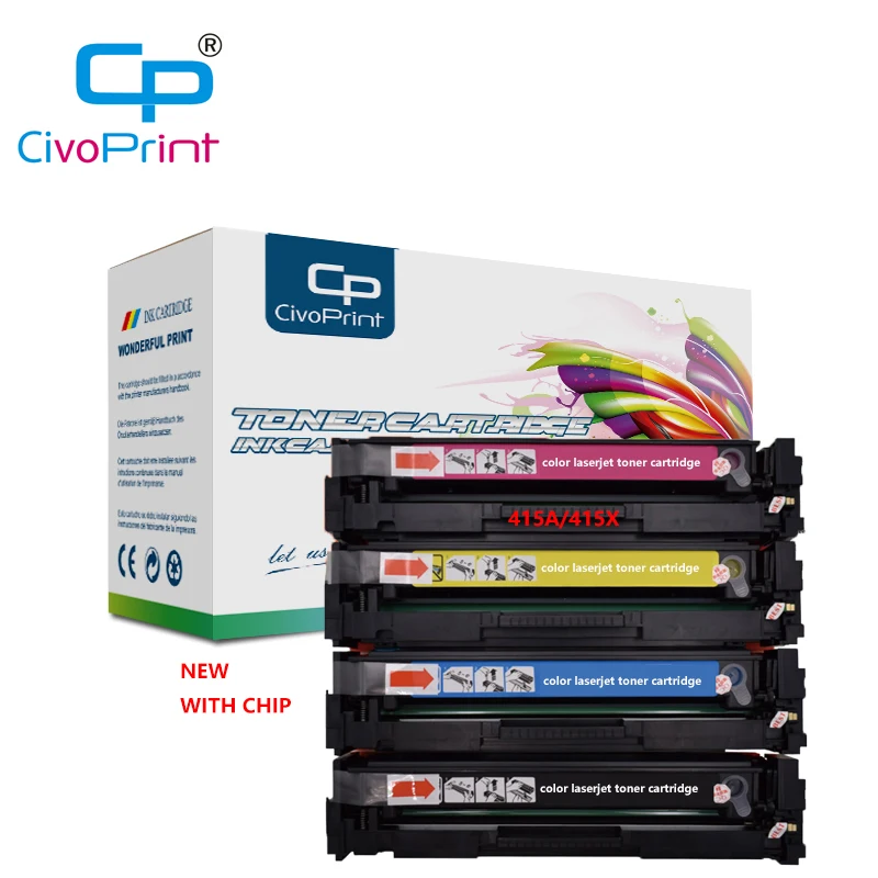 Civoprint-cartucho de tóner 415a 415x W2030A con chip, nuevo, Compatible con HP LaserJet Pro M454dn M454dw MFP M479dw M479fdn