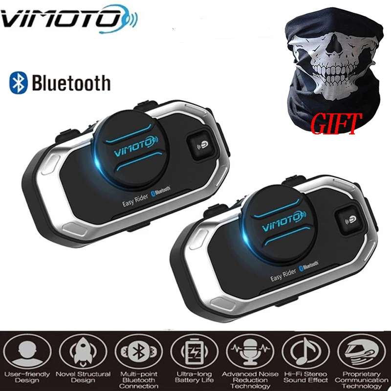 

Vimoto V8 Motorbike BT Interphone Motorcycle Bluetooth Helmet Intercom Stereo Headset for Cell Phone GPS 2 Way Radios Easy Ride