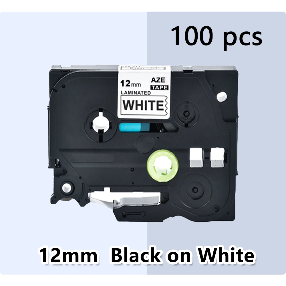 

100pcs 12mm 231 Black on White Laminated Cassette Cartridge ribbon compatible for Brother p-touch printers label tape Tze-231