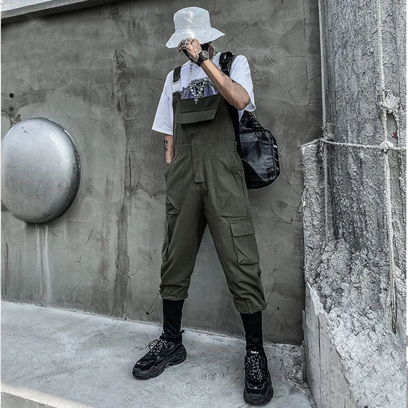 

Летние комбинезоны, Комбинезоны для мужчин и женщин, комбинезоны со множеством карманов, Y2k, стиль панк, крутая уличная одежда в стиле хип-хоп, повседневные Молодежные черные зеленые брюки, женская одежда