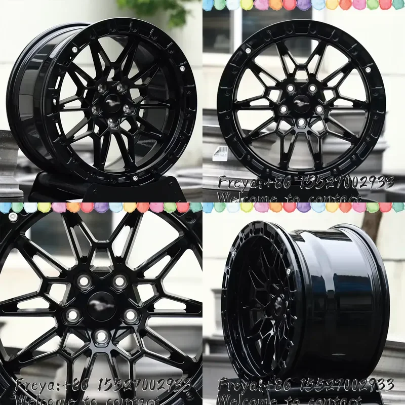 Фото 17-18-дюймовые кованые алюминиевые диски Beadlock Drag Wheels 5x114.3 5x120, полностью глянцевые черные, классический стиль для M3 E30 E90 Mustang GT №1