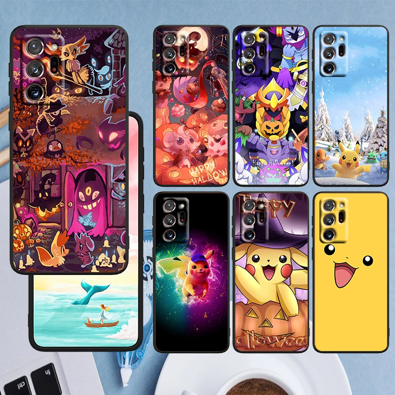 

Animated Pokemon Pikachu For Samsung Note 20 Ultra 10 Pro Lite 9 8 F52 F42 F22 M21 M60S M62 M31 M12 M32 Black TPU Phone Case