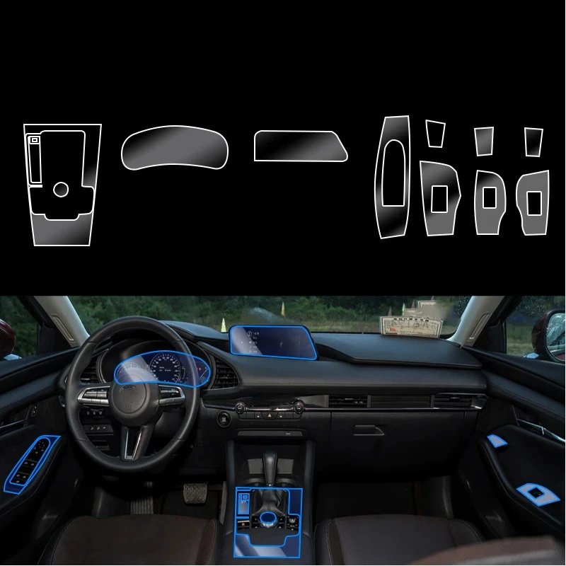 

Защитная пленка из ТПУ для Mazda 3 2020-2023, защитные наклейки для автомобиля, центральная консоль, навигационный экран, интерьер против царапин
