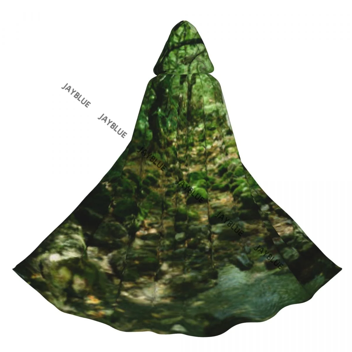 Плащ для взрослых накидка с капюшоном спокойный лесной ручей скалы струящаяся