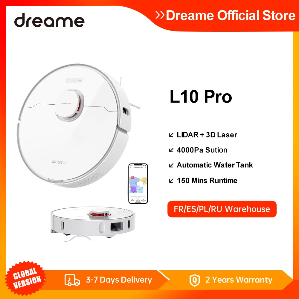 Dreame L10 Pro робот пылесос умный домашний 3D-лазерная навигация всасывание 4000 Па время