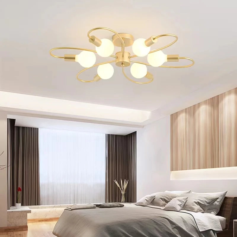 

Retro Industrial Chandelier Wrought Iron LED Ceiling Lamp E27 Light Living Room Modern Decor Home Lighting Fixture Lampara Techo