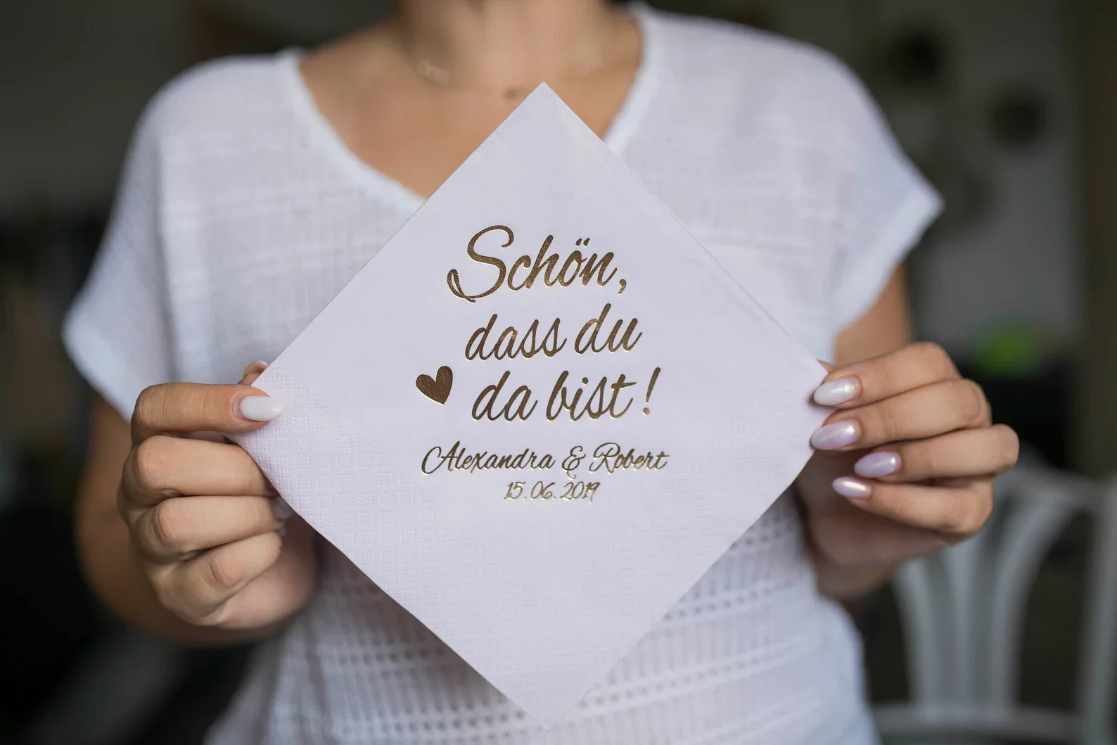Lunch Personalisierte Servietten Hochzeit персонализированные салфетки на заказ Mila du da bist салфетка