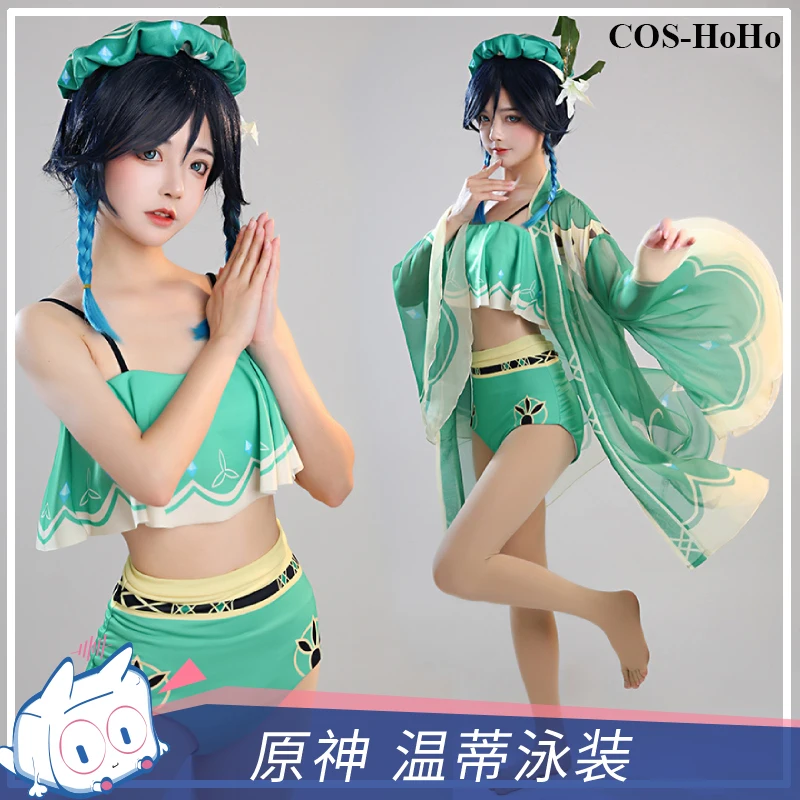 

COS-HoHo Anime Genshin Impact Venti Summer Hot Spring Swimsuit Nifty Lovely Uniform Cosplay Costume Pool Party Swimwear Women