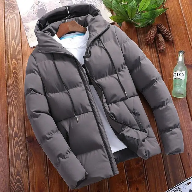 

Winter Parkas Men Jacket Male Slim Padded Clothes Hooded Overcoat Thick Warm Men's Coat Solid Color Hoodies Jackets