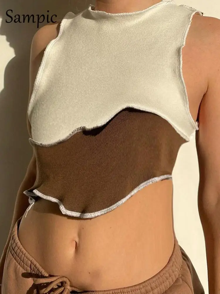 

Женский укороченный топ с круглым вырезом, без рукавов