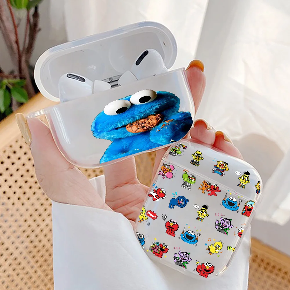 Sesame Street Cookie Monster Clear Earphone Case for AirPods 1 2 3 Pro Wireless Headphone Cover For Airpods 3rd 2021 transparent