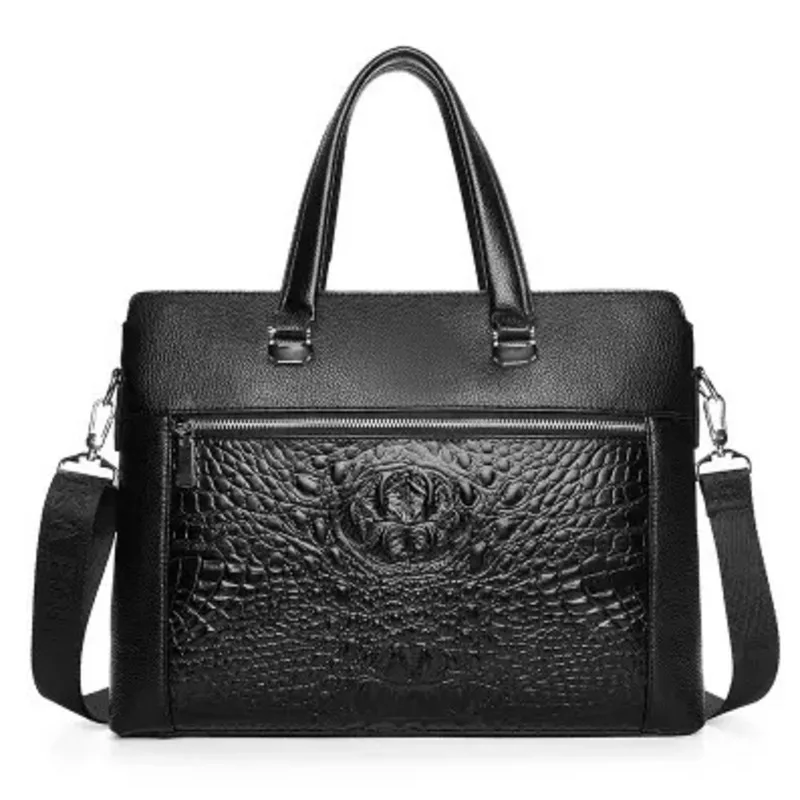 Genuine Leather Alligator Briefcase Top Men's Shoulder Handbag Business 14 Inch Laptop Bag Men Messenger Bags Carteras Hombre