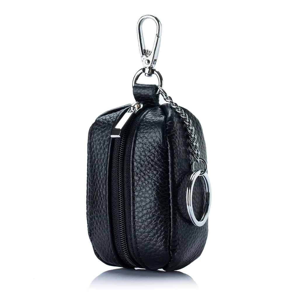 Кошелек для ключей из натуральной кожи женский бумажник на молнии с монетницей