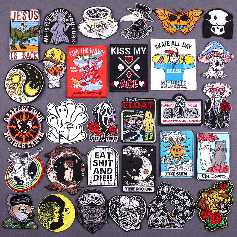 

Stripe Patch Iron On Embroidered Patches For Clothing Thermaladhesive Patches On Clothes Hippie Punk Patch Badges Stickers Decor