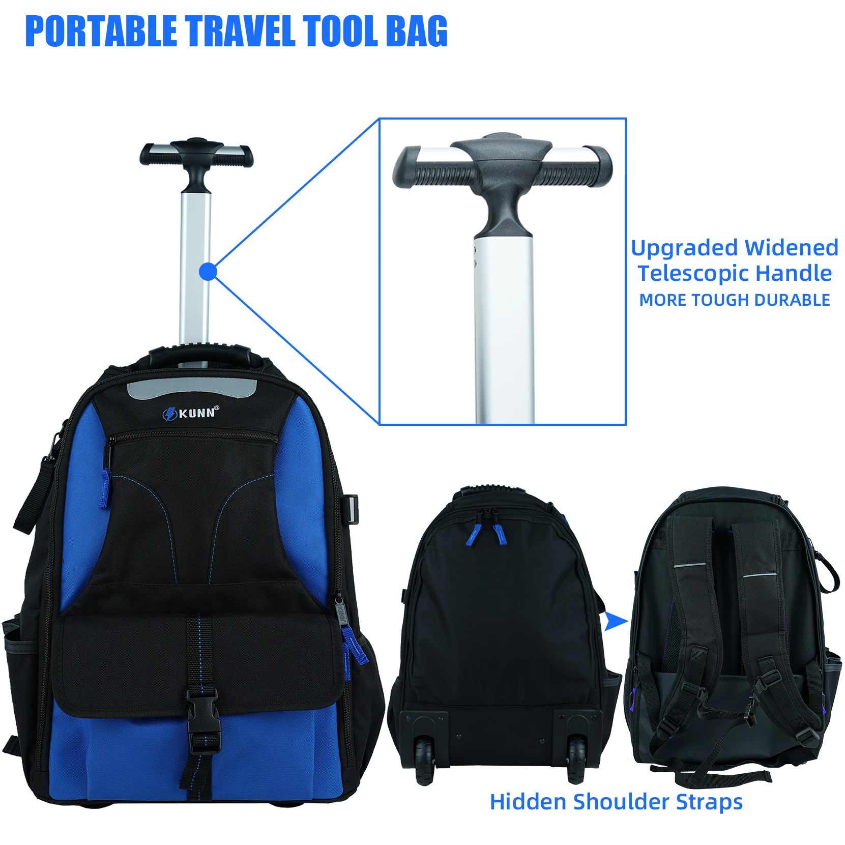 Рюкзак KUNN для вращающихся инструментов сумка тяжелых с колесами 37-Pocket и широкими