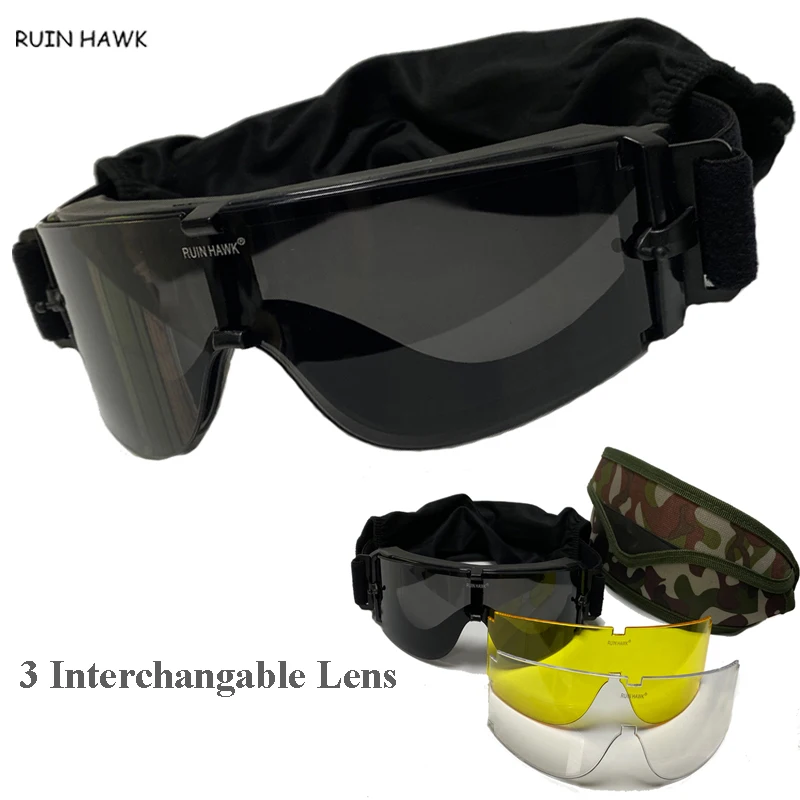 

Airsoft Paintball Sport Outdoor Goggles 3 Lens Military Army Combat Shooting Glasses Men Hunting Tactical Glasses