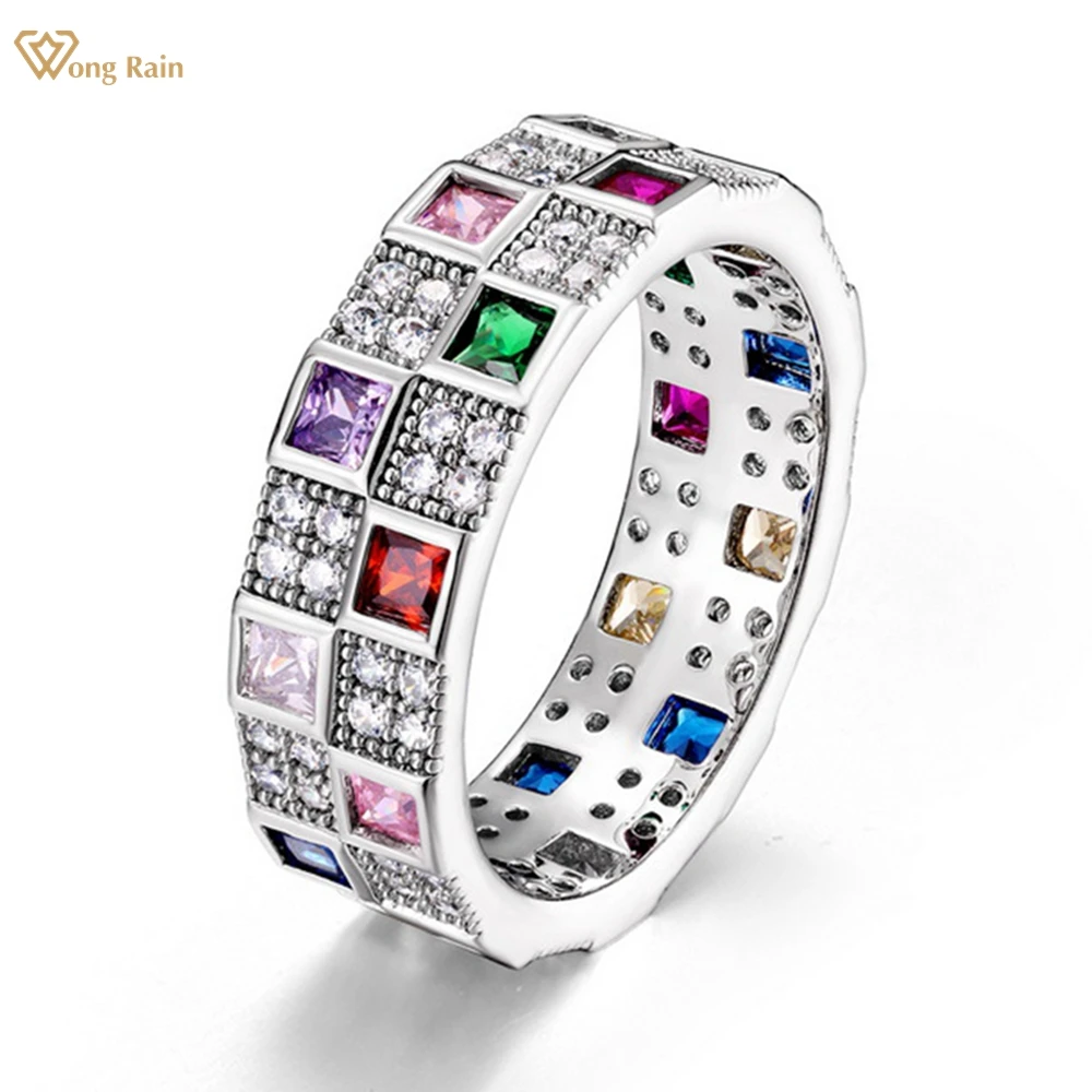 

Wong Rain Luxury 925 Sterling Silver Lab Colorful Sapphire Gemstone Sparkling Fine Women Ring Wedding Band Jewelry Wholesale