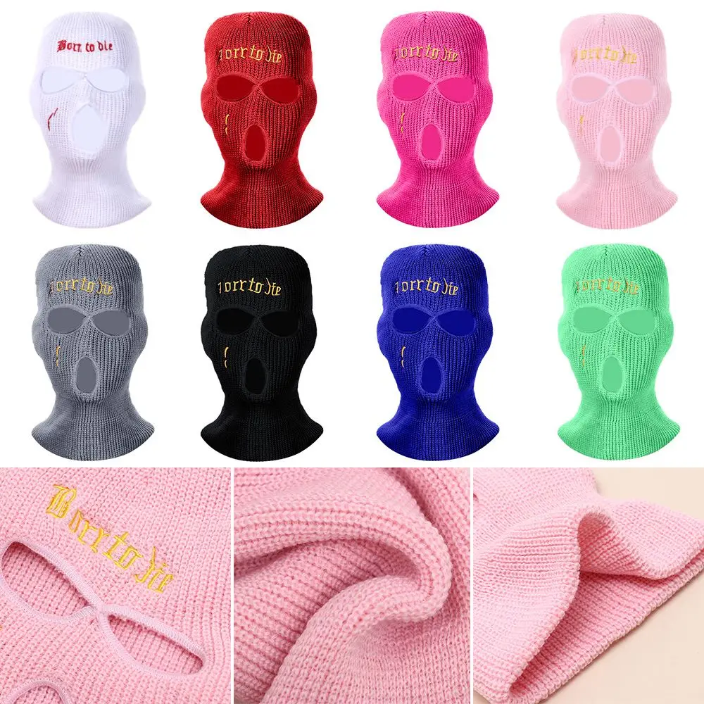 

Men Women Windproof Knitted Thermal Ski Mask 3 Hole Balaclavas Neck Warmer Full Face Cover