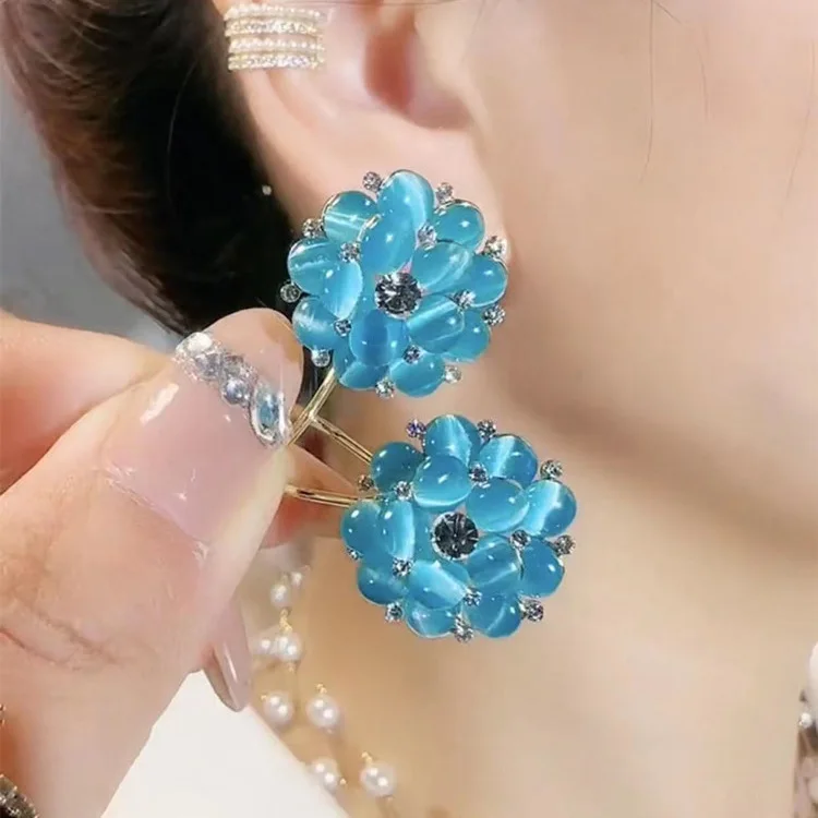 

Fashion Opal Stud Earrings New Desgin Flower Earrings for Women Jewelry