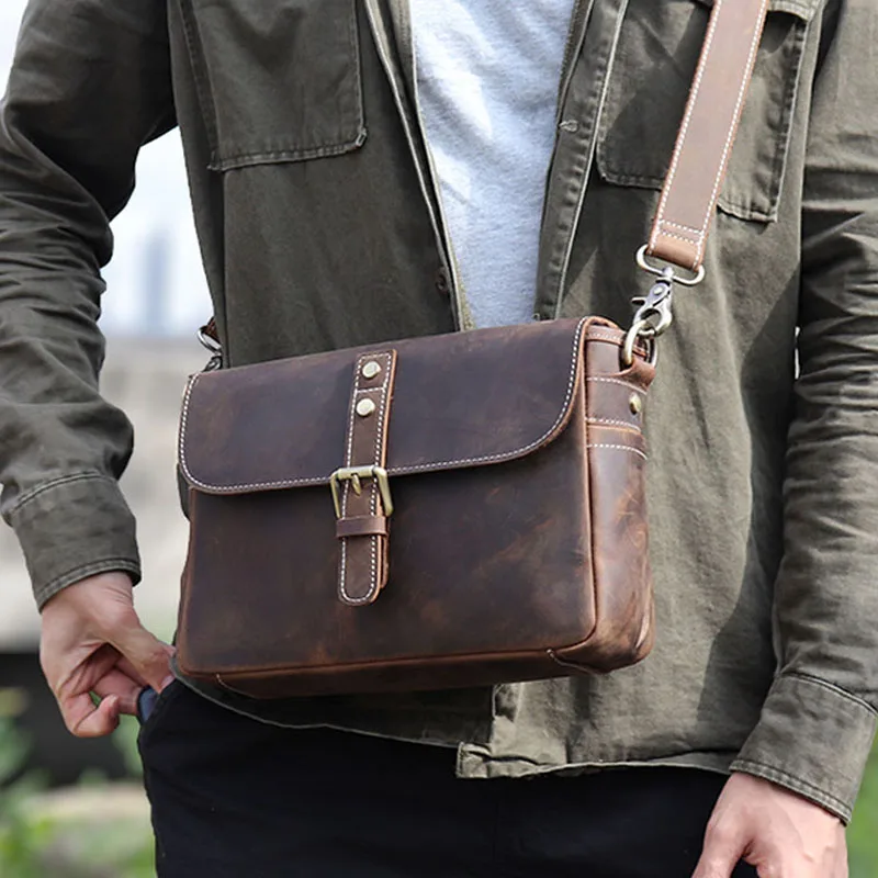 AETOO  2022 new leather men's one-shoulder messenger bag cowhide simple commuter backpack trendy original casual retro