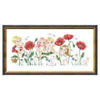 garden on the cloud cross stitch kit poppy fairy 18ct 14ct 11ct unprint canvas stitching embroidery diy wall home decor
