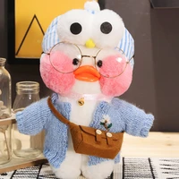 duck plush doll clothes hat glasses bag accessories with overalls plushie outfits cute cartoon stuffed animal weird kids toy