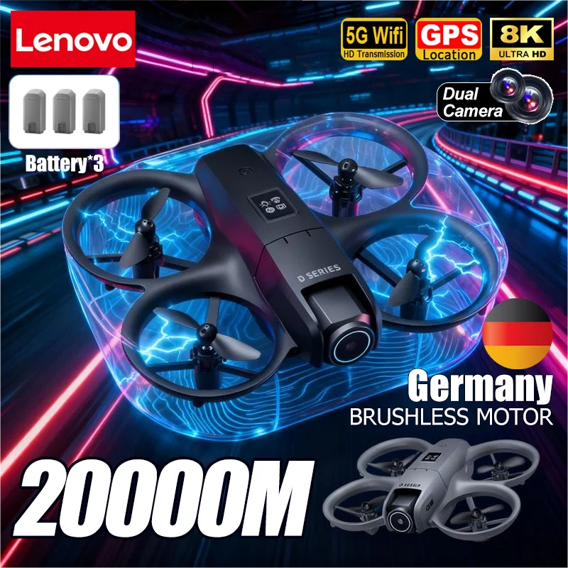 Фото Дрон Lenovo D16 GPS 8K с двумя HD-камерами, профессиональный, с оптическим позиционированием, функцией обхода препятствий и бесщеточным двигателем №1